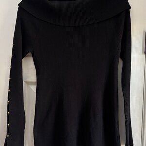 WHBM Off Shoulder Tunic Sweater - Black Sz Medium